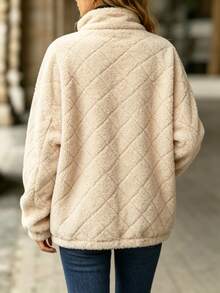 Balvessa Women's Minimalist Fashion Zipper Long Sleeve Jacket For Daily Wear - Apricot - View 2