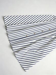 SHEIN LUNE CURVE 大尺碼女款優雅休閒日常穿著極簡風新款條紋A字短袖洋裝，春夏早午餐辦公室海軍藍 - 藏蓝色 - 查看 6
