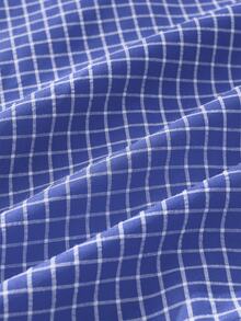 SWAVVY Men's Patchwork Plaid Long Sleeve Casual 2 In 1 Shirt - Blue - View 4