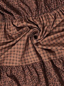 EMERY ROSE Plus Size Women's Deep V-Neck Ruffle Sleeve Multi-Tiered Hem Long Chocolate Brown Dress For Summer Vacation Formal Boho Casual - Brown - View 5