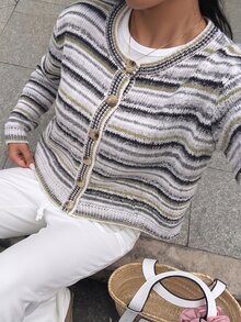Autumina Fashionable Loose Colorful Women's Cardigan - Multicolor - View 6