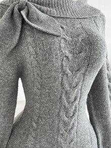 Elamini Plus Size Women Solid Color Casual Versatile Daily Wear Long Sleeve Sweater - Dark Grey - View 5