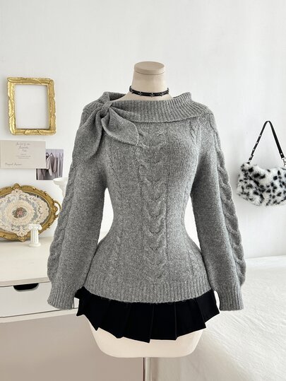 Elamini Pull grande taille pour femmes, couleur unie, décontracté, polyvalent, pour un port quotidien, manches longues