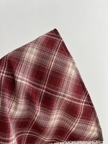 Elamini 女款春夏秋紅白格紋對比白色蕾絲蝴蝶結裝飾方領花瓣袖修身襯衫，復古通勤辦公優雅購物約會休閒甜美可愛百搭 - 彩色 - 查看 8