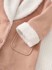 Cozy Pixies Mantel Bayi Perempuan Polos Berbulu Lembut, Nyaman untuk Musim Gugur/Musim Dingin - Berwarna merah muda - View 7