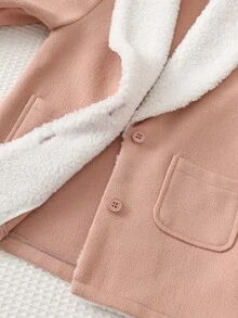 Cozy Pixies Mantel Bayi Perempuan Polos Berbulu Lembut, Nyaman untuk Musim Gugur/Musim Dingin - Berwarna merah muda - View 6