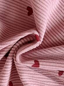 SHEIN 1pc Toddler Girl Blouse Sweet Pink Heart Print Ruffle Collar Corduroy Button Long Sleeve Round Neck Regular Holiday Party Autumn Fall Cute - Pink - View 3