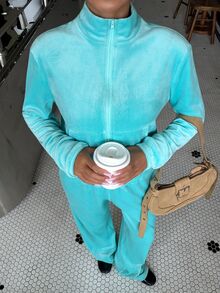 Muchica Women's Solid Color Long Sleeve Zip-Up Hoodie And Pants Casual 2 Pieces Set - Pink - View 6