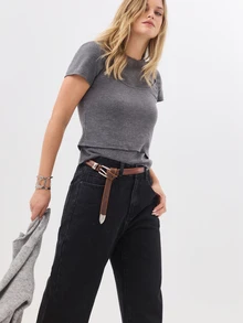 KÆRIA Hus Short Sleeve T-Shirt & Singlet Set - Soft Brushed Jersey - Charcoal Marle - Two-Pieces Set, Layering - Grey - View 4