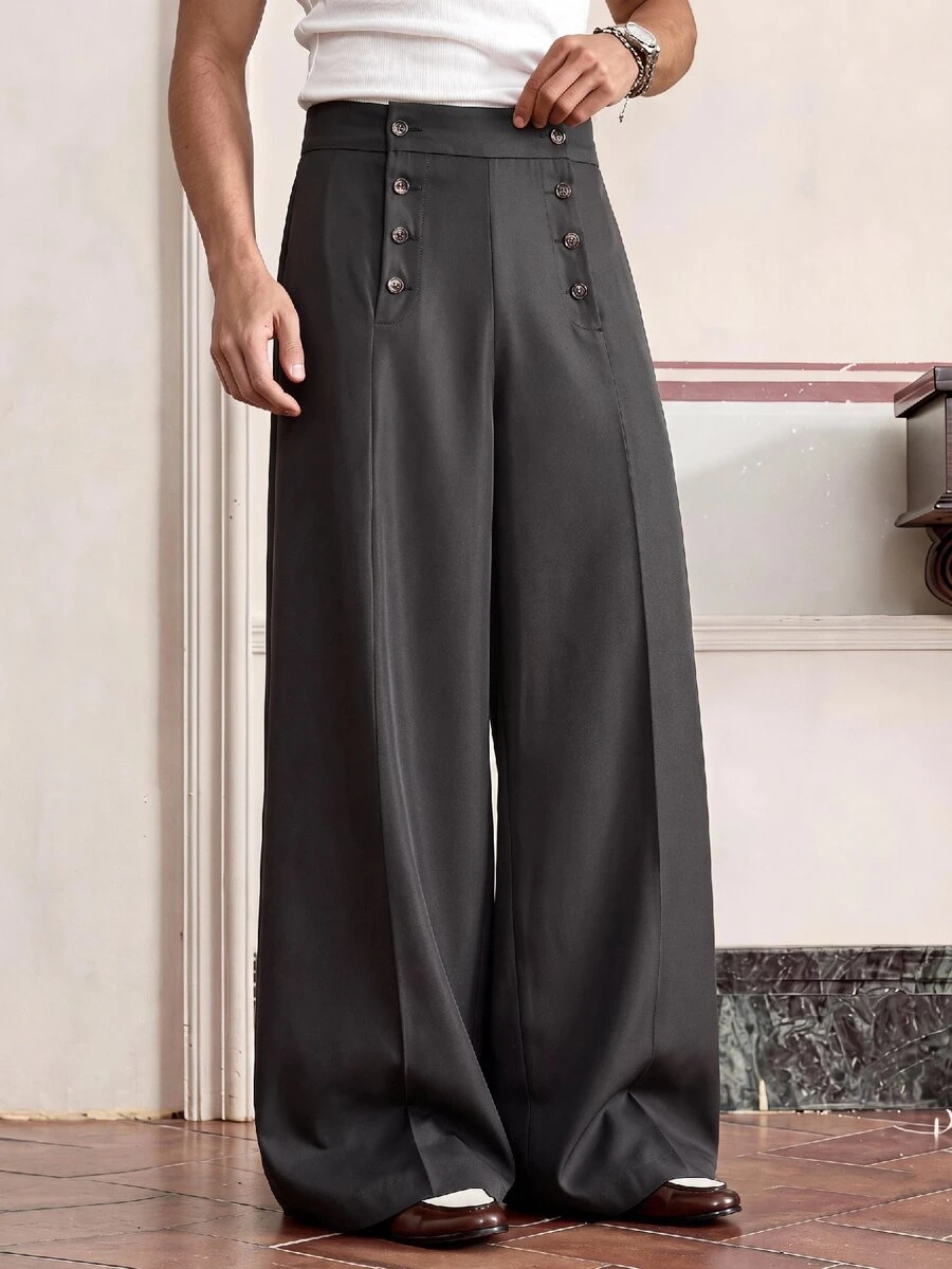 SWAVVY Men's Solid Color Casual Versatile Daily Wear Long Pants - Black - View 1