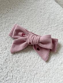 SHEIN 2件組幼女甜美可愛粉色愛心印花蕾絲領燈芯絨長袖圓領常規版生日派對秋季假期套裝附髮箍 - 粉色 - 查看 3