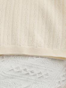 SHEIN Baby Girls' Sweater, Stylish Floral Lace‑Collar Crew Neck Long‑Sleeve Knit Base - White - View 5