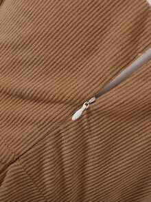 SHEIN Tween Girls Brown Corduroy Overall Dress Preppy School Style White Shirt Peter Pan Collar Elegant Pearl Button Long Sleeve 2 Pieces Look Autumn Winter - Khaki - View 10