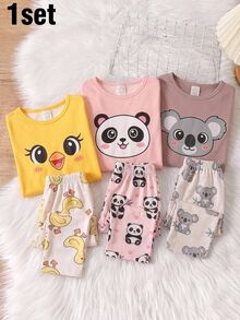 Girls' Fashionable Cute Ballet Girl Print Long Sleeve Long Length Comfortable Milk Silk Fabric Loungewear Set - Yellow - View 1