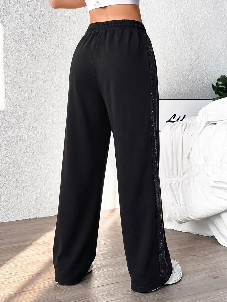 StreetHx Women's Black Patchwork Sports Pants - Black - View 2