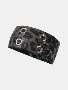 Aravennia Bandana Wanita 1 buah, Ikat Kepala Punk Modis, Motif Leopard Gothic, Serbaguna untuk Pemakaian Sehari-hari - Motif macan tutul perak - View 2