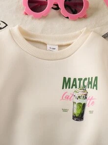 SHEIN 女嬰兒童秋冬針織圓領字母圖案T恤與條紋長褲2件套運動時尚穿搭 - 粉色 - 查看 6