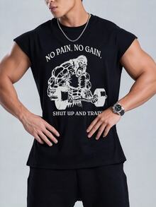 Gym Rark Men's Casual Crew Neck Gorilla Letter Print T-Shirt, Versatile For Daily Wear And Outdoor Exercise - Black - View 5