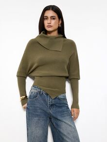 Maija Women's Solid Color Casual Daily Knit Top,Going Out Outfits, Work Outfits For Women,Fall Clothes - Army Green - View 5