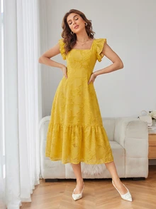 BELROSIE Ladies' Solid Color Simple Everyday Sleeveless Dress Vacation Outfits Woman  - Yellow - View 3