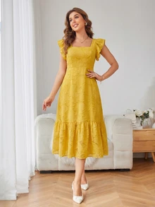 BELROSIE Ladies' Solid Color Simple Everyday Sleeveless Dress Vacation Outfits Woman  - Yellow - View 4