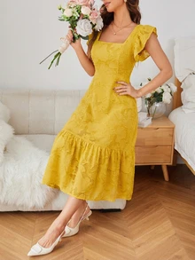 BELROSIE Ladies' Solid Color Simple Everyday Sleeveless Dress Vacation Outfits Woman  - Yellow - View 5