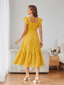 BELROSIE Ladies' Solid Color Simple Everyday Sleeveless Dress Vacation Outfits Woman  - Yellow - View 2