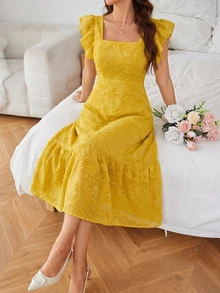 BELROSIE Ladies' Solid Color Simple Everyday Sleeveless Dress Vacation Outfits Woman  - Yellow - View 6