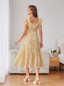 BELROSIE Ladies' Solid Color Simple Everyday Sleeveless Dress Wedding Outfits Tea Party Garden Party Date Beige Summer Elegant Romantic - Light Yellow - View 2