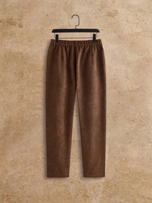 HIMLAND Men's Solid Color Long Sleeve Zip-Up Jacket And Pants Casual Set - Brown - View 7