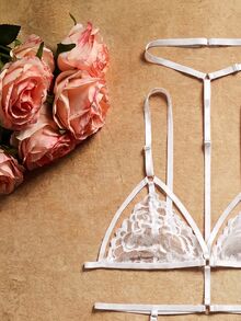 Women Sexy Lingerie Sheer Plain - Putih - View 4