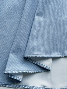 INAWLY [Efek Denim] Kemeja Lengan Panjang Wanita dengan Motif Efek Denim - Biru - View 6