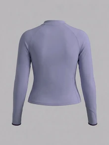Sovereign Charm Women's Plus Size Minimalist Long Sleeve Sports Jacket For Daily Wear - Purple - View 2