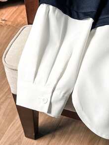 Lacomfia Women's 2 In 1 Long Sleeve Colorblock Pearl Decor Casual Comfortable Minimalist Chic Plus Size Sweatshirt - Blue - View 5