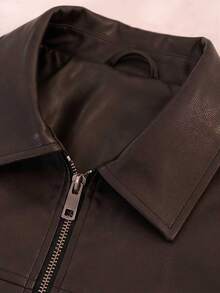 INAWLY Women's Solid Color Long Sleeve Zip-Up Casual Jacket - Brown - View 6