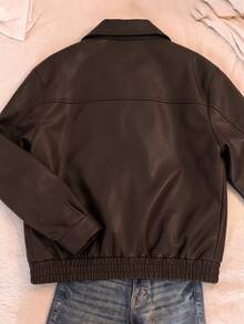 INAWLY Women's Solid Color Long Sleeve Zip-Up Casual Jacket - Brown - View 5