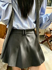 DAZY Women Casual Solid Color Korean Style Skirt School Cute Tops - Grey - View 9