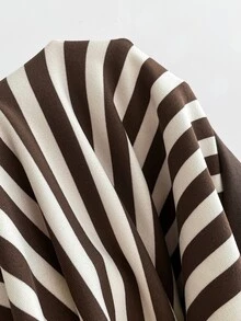 Elamini Y2K Shibuya Babe Slim Retro Colorblock Striped Brown Short Sleeve T-Shirt, Spring/Summer - Brown - View 7
