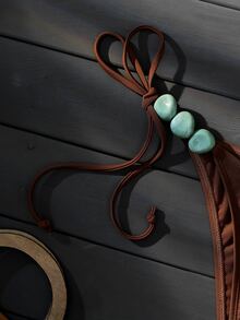 Swim Basics Women's Summer Beach Halter Necklace With Jade Marble Green Texture Decor, Suitable For Beach, Pool, Casual Party, Vacation, Spring/Summer - Coffee Brown - View 5