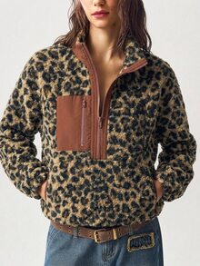 Bohemela Women's Leopard Print Casual Versatile Daily Wear Long Sleeve Sweatshirt - Multicolor - View 2