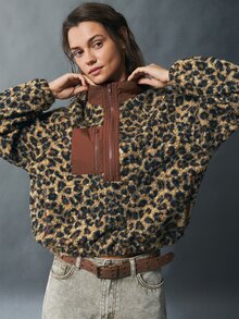 Bohemela Women's Leopard Print Casual Versatile Daily Wear Long Sleeve Sweatshirt - Multicolor - View 7