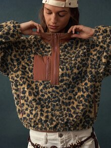 Bohemela Women's Leopard Print Casual Versatile Daily Wear Long Sleeve Sweatshirt - Multicolor - View 1