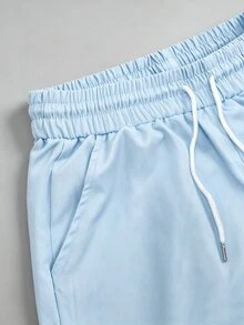 Resyla 大尺碼女款圓領奶油黃與粉藍色小狗印花短袖上衣與短褲休閒可愛日常套裝，適合早午餐、約會之夜、夏季 - 彩色 - 查看 5