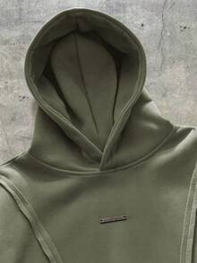 AXEPEAK American Style Deconstructed Curved Split Casual Hoodie, Vintage Y2K Baggy Streetwear, For Holiday - Green - View 4