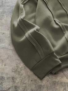 AXEPEAK American Style Deconstructed Curved Split Casual Hoodie, Vintage Y2K Baggy Streetwear, For Holiday - Green - View 3