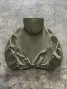 AXEPEAK American Style Deconstructed Curved Split Casual Hoodie, Vintage Y2K Baggy Streetwear, For Holiday - Green - View 2