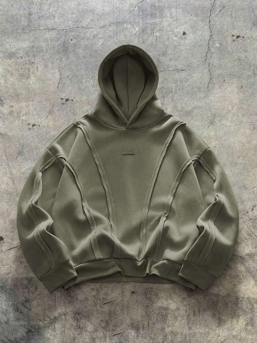 AXEPEAK American Style Deconstructed Curved Split Casual Hoodie, Vintage Y2K Baggy Streetwear, For Holiday - Green - View 1
