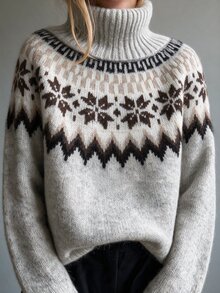 Louniche Women's Colorblock Casual Versatile Daily Wear Long Sleeve Sweater - Light Grey - View 7