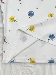 Franclia [Printed Design] Plus Size Women's Simple Cute Casual Fairy Versatile Daisy Print Round Neck Tank Top Vacation Formal Floral White Summer Formal Wedding Guest - White - View 5