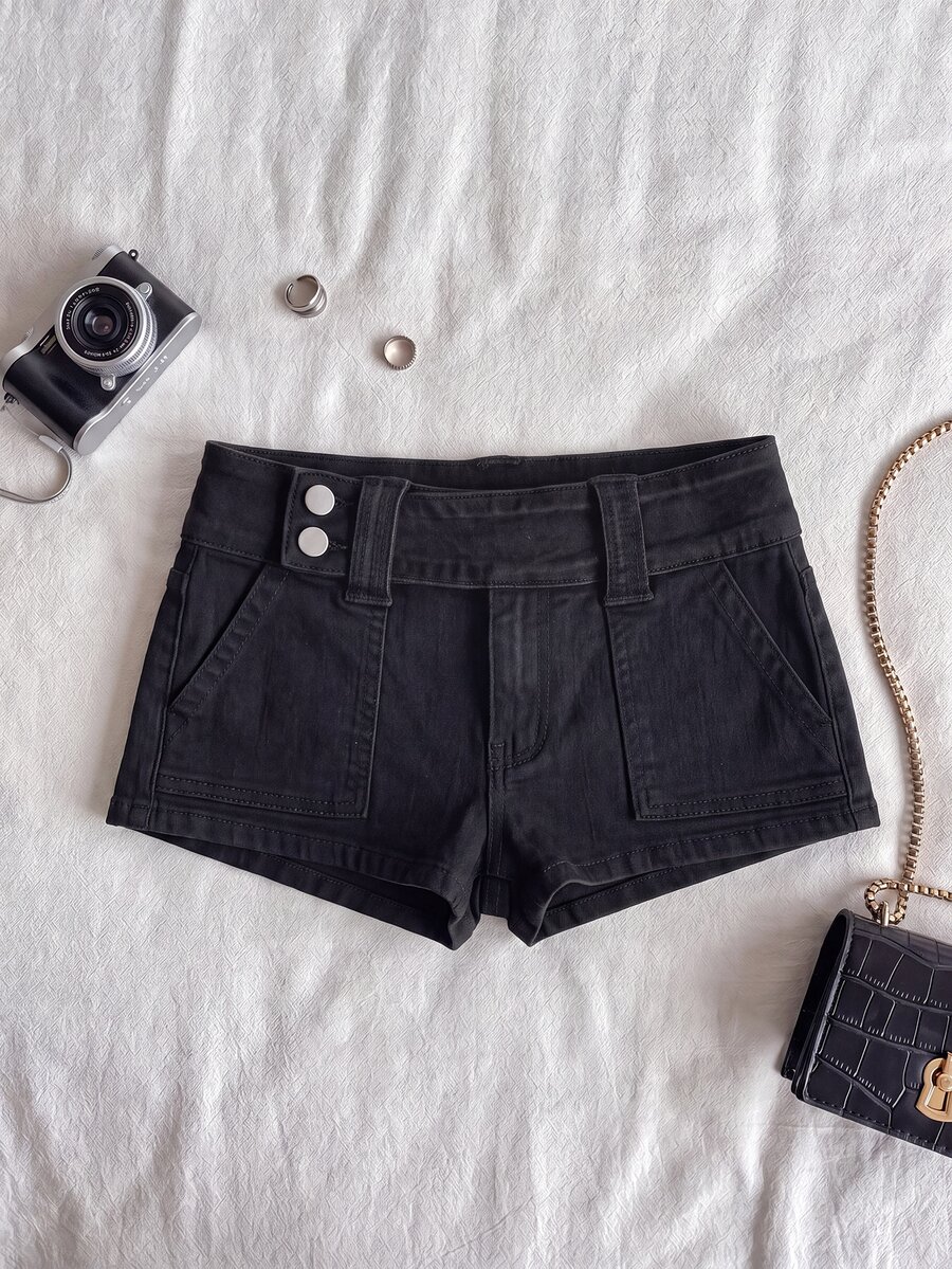 Attitoon Women's Sexy Ultra Low Waist Denim Shorts With Pockets Work Outfits For Women